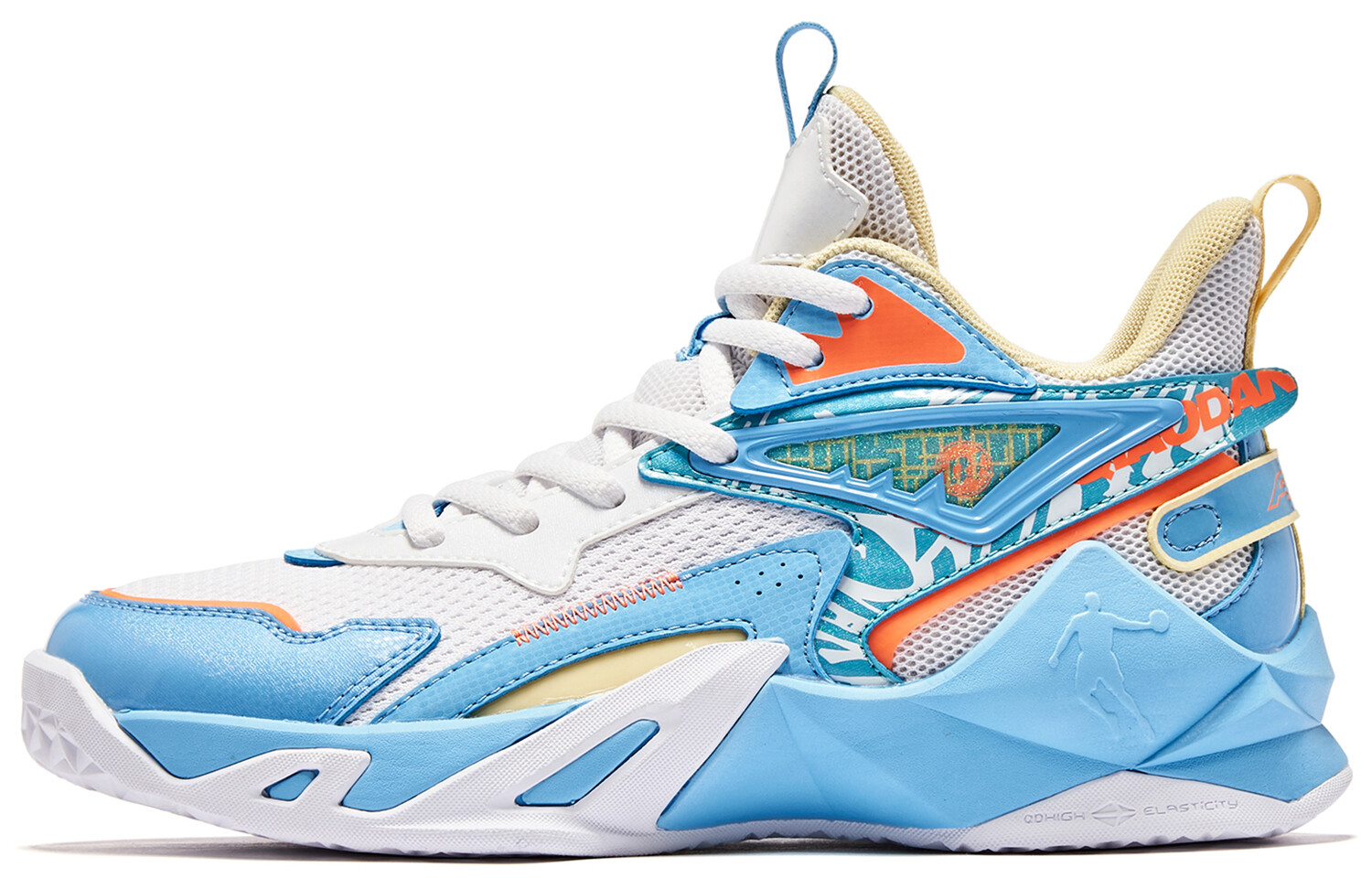 

Детские баскетбольные кроссовки GS Mid-top белые/синие Qiaodan