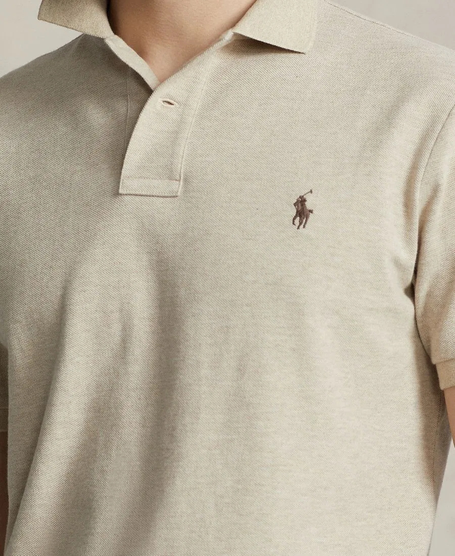 Поло с коротким рукавом, из хлопкового пике, Custom Slim Fit Polo Ralph Lauren, Expedition Dune Heather — фото 3