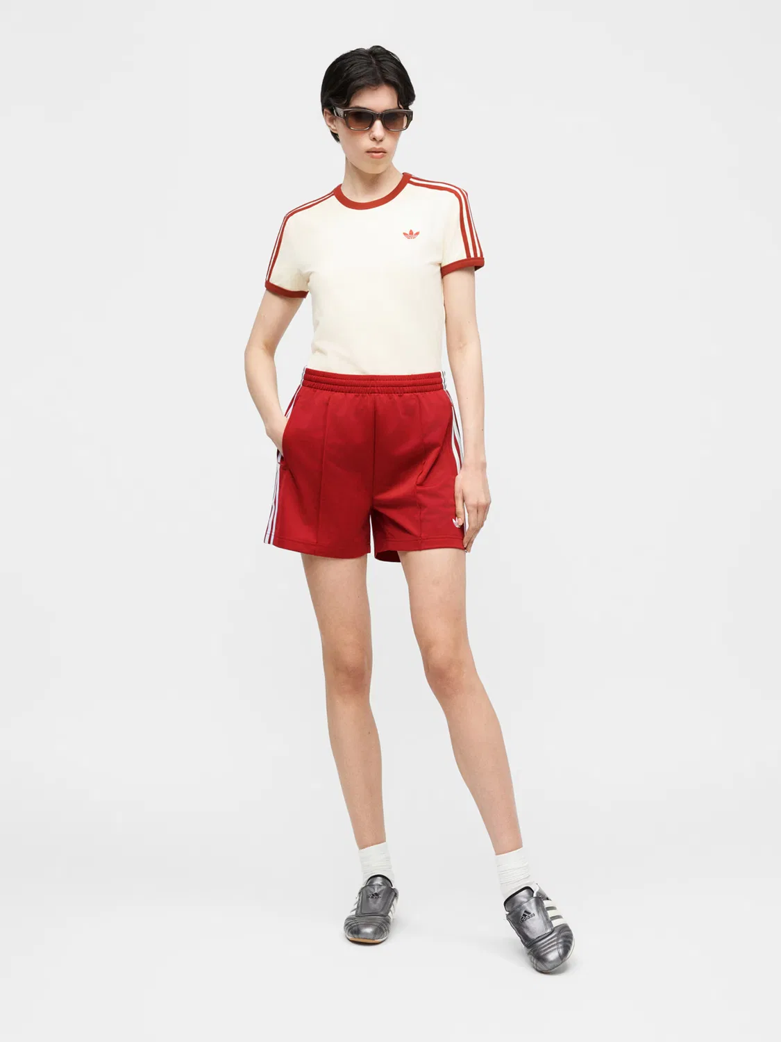 Шорты Adidas Originals свободного кроя Firebird Classic цвета ржаво-красный — фото 4