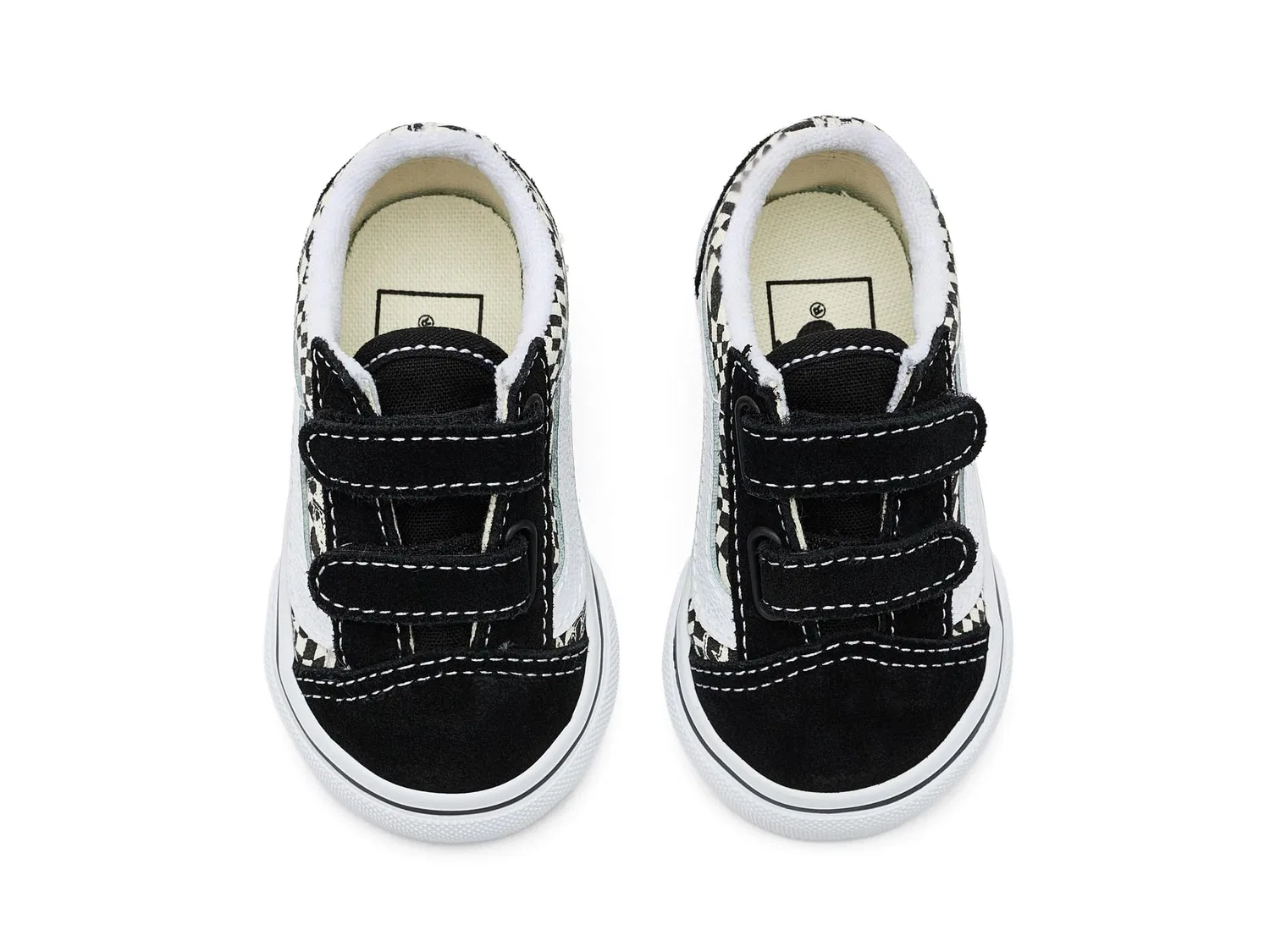 Кроссовки Old Skool V (для младенцев и малышей) Vans Kids, Vans Warp Black/Marshmallow/Multi — фото 3