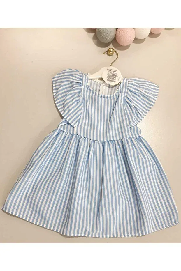 Детское платье для девочек с полоской Bat sleeve Sönmez Baby, Blue