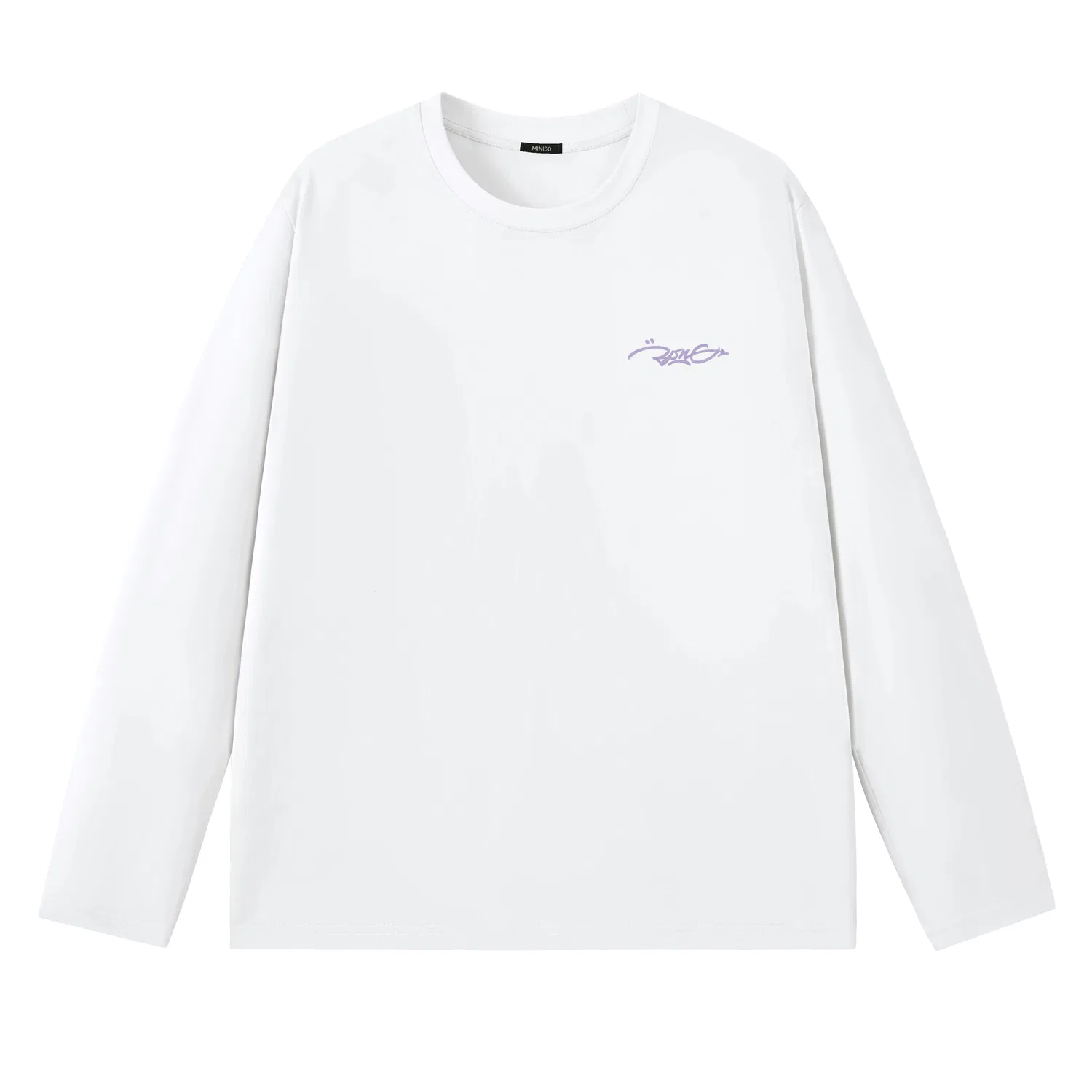Детская футболка с длинным рукавом MINISO, Burgundy (Purple-Colored Graffiti Chest Logo) — фото 3