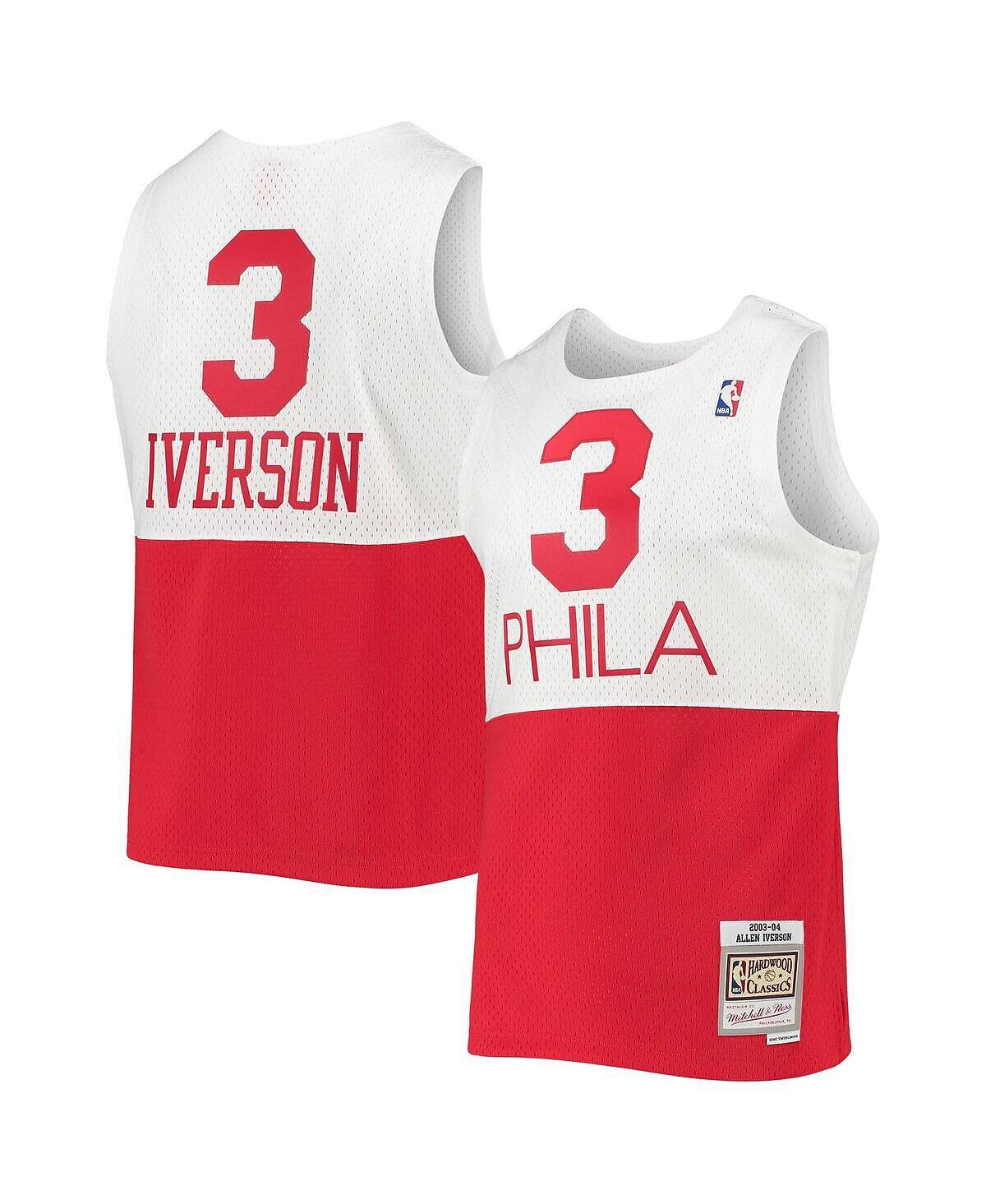 

Мужская джерси allen iverson white philadelphia 76ers 2003-04 hardwood classics swingman Mitchell & Ness, белый