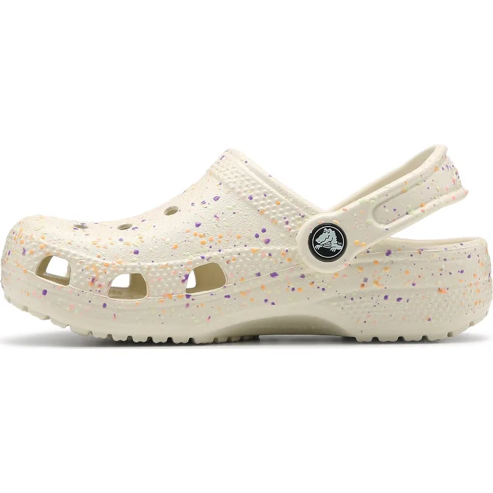 Детские классические сабо с графическим рисунком Crocs, White Multi Splatter — фото 3