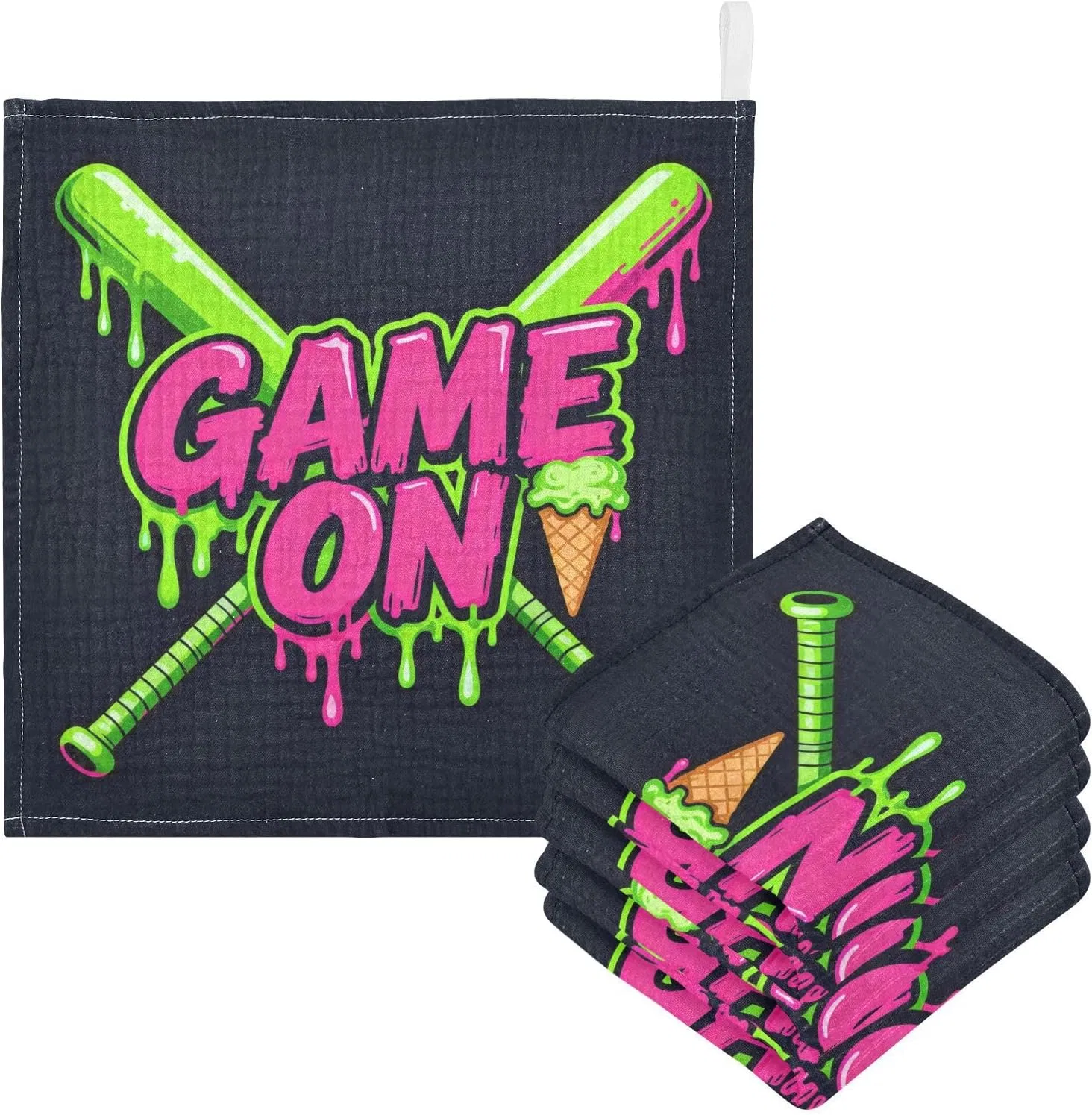 Марлевая салфетка GuoChe 5 шт, 30x30 см, Game on Baseball Bat Graffiti — фото 3