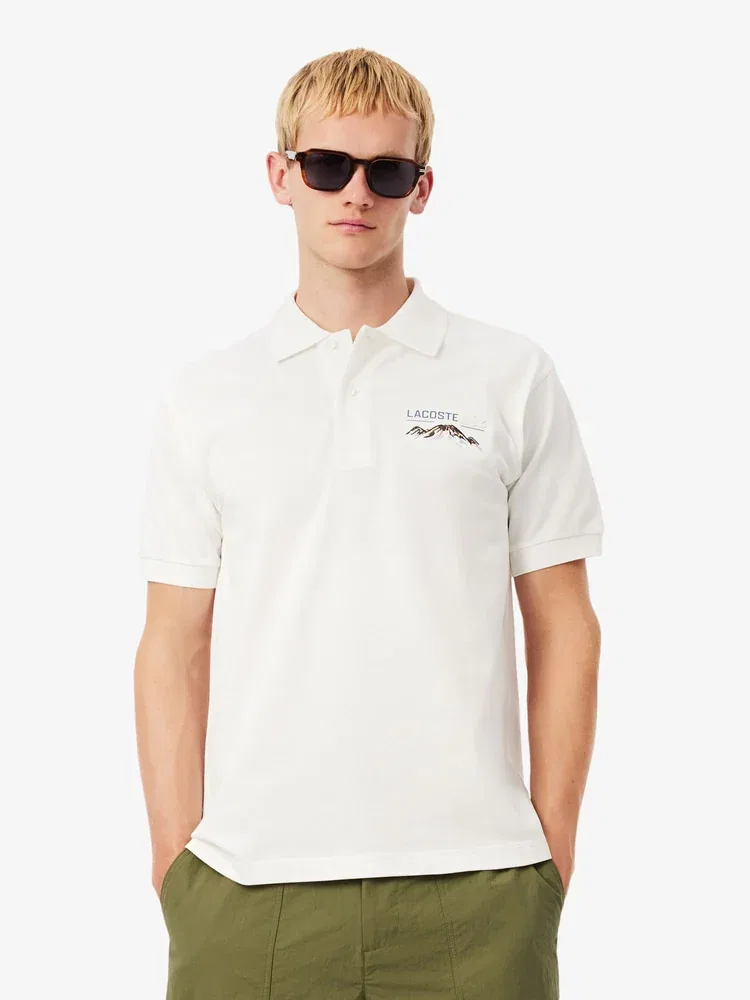 Футболка поло с графическим принтом, Mountain Graphic LACOSTE, White