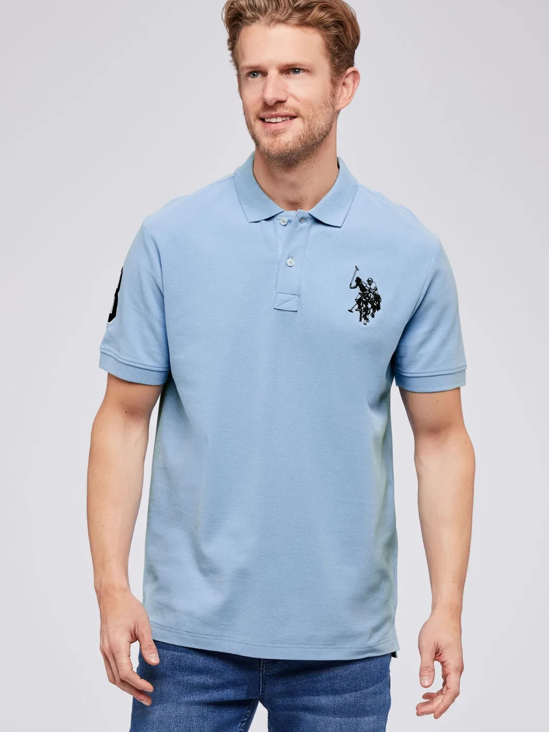 Футболка U.S. POLO ASSN. UMALFREDO темно-синего и светло-синего цвета — фото 3