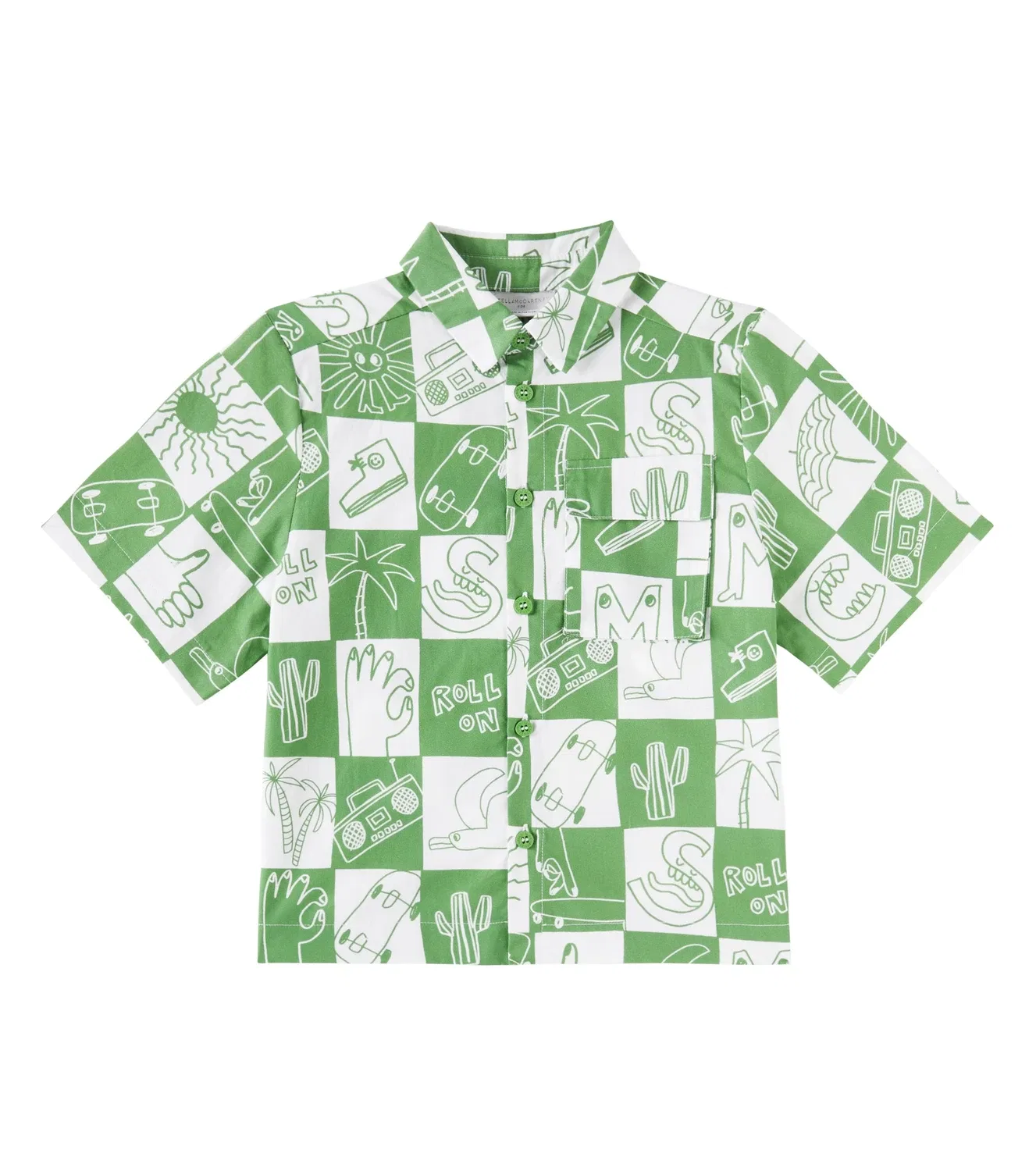 Рубашка в клетку Stella Mccartney Kids, зеленый