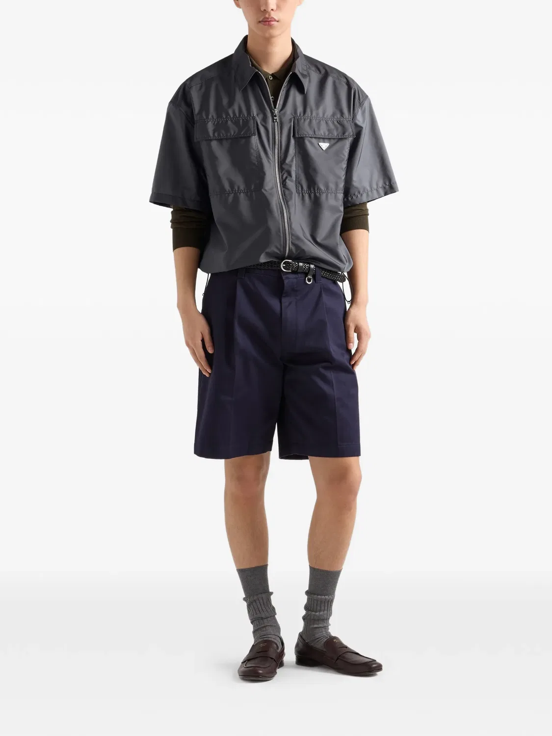 Рубашка из Re-Nylon Prada, серый — фото 2