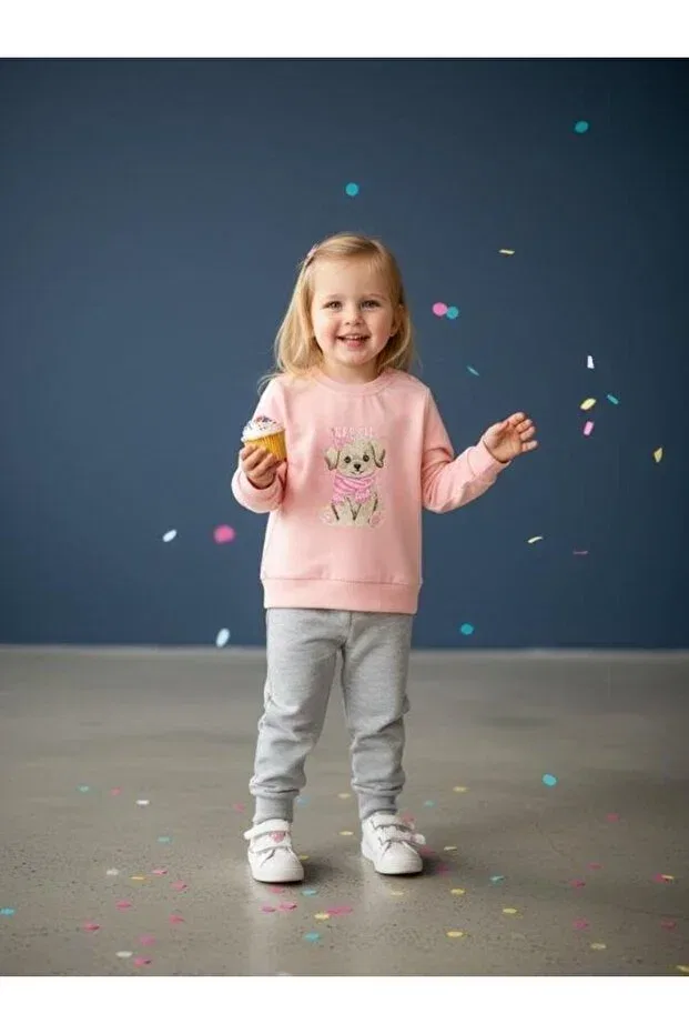 Детский для девочек комплект спортивного костюма с принтом Zekids, Pink — фото 2