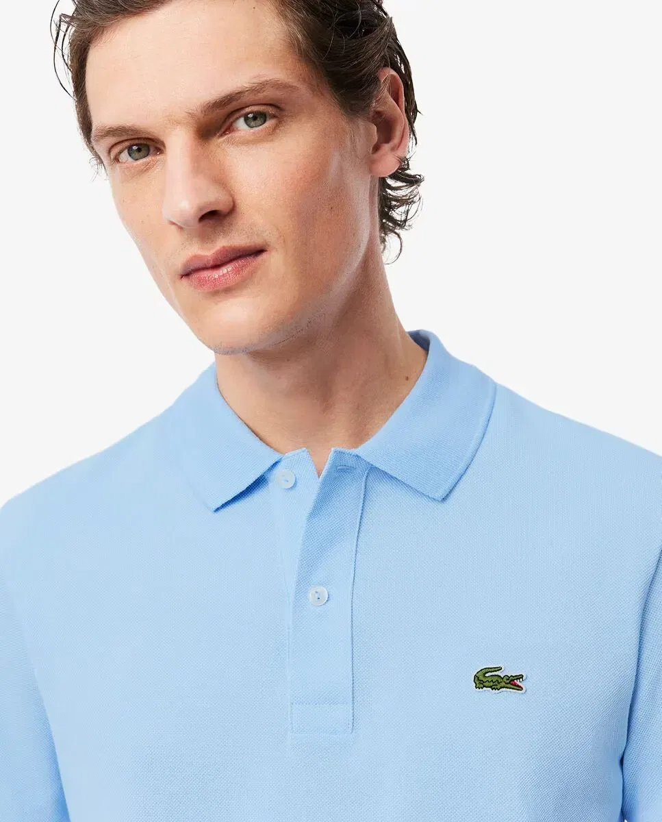 Мужское поло Lacoste L.12.12 с коротким рукавом, хлопковое пике, Azul Celeste — фото 3