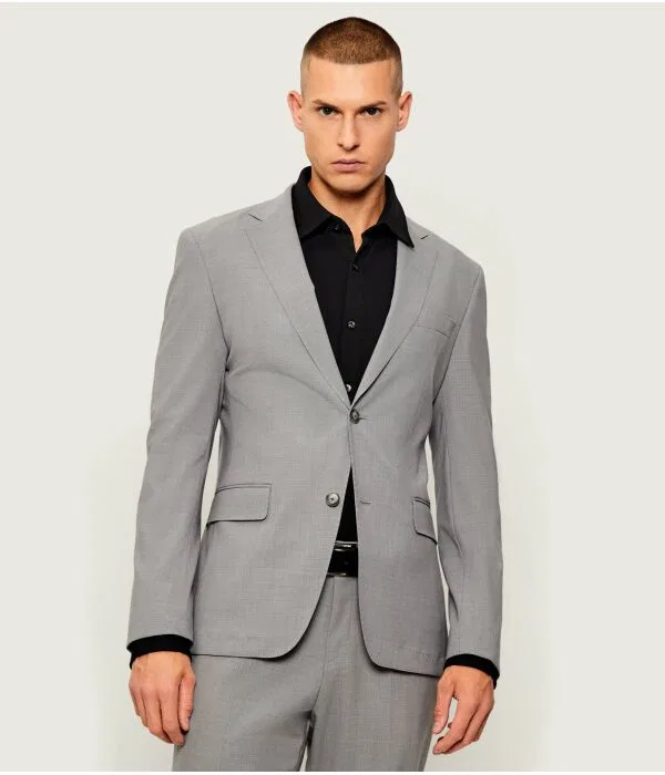 Мужской костюм-двойка приталенный P-Huge-2Pcs-WG-253 Slim Fit BOSS, серый — фото 2