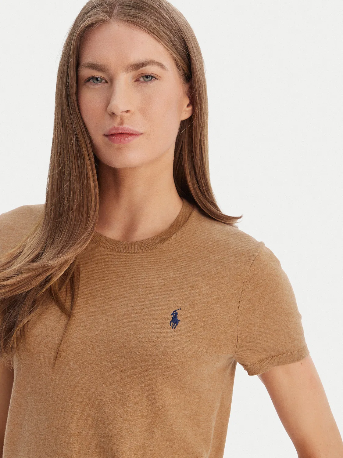 Женская футболка приталенного кроя Polo Ralph Lauren, бежевый — фото 4