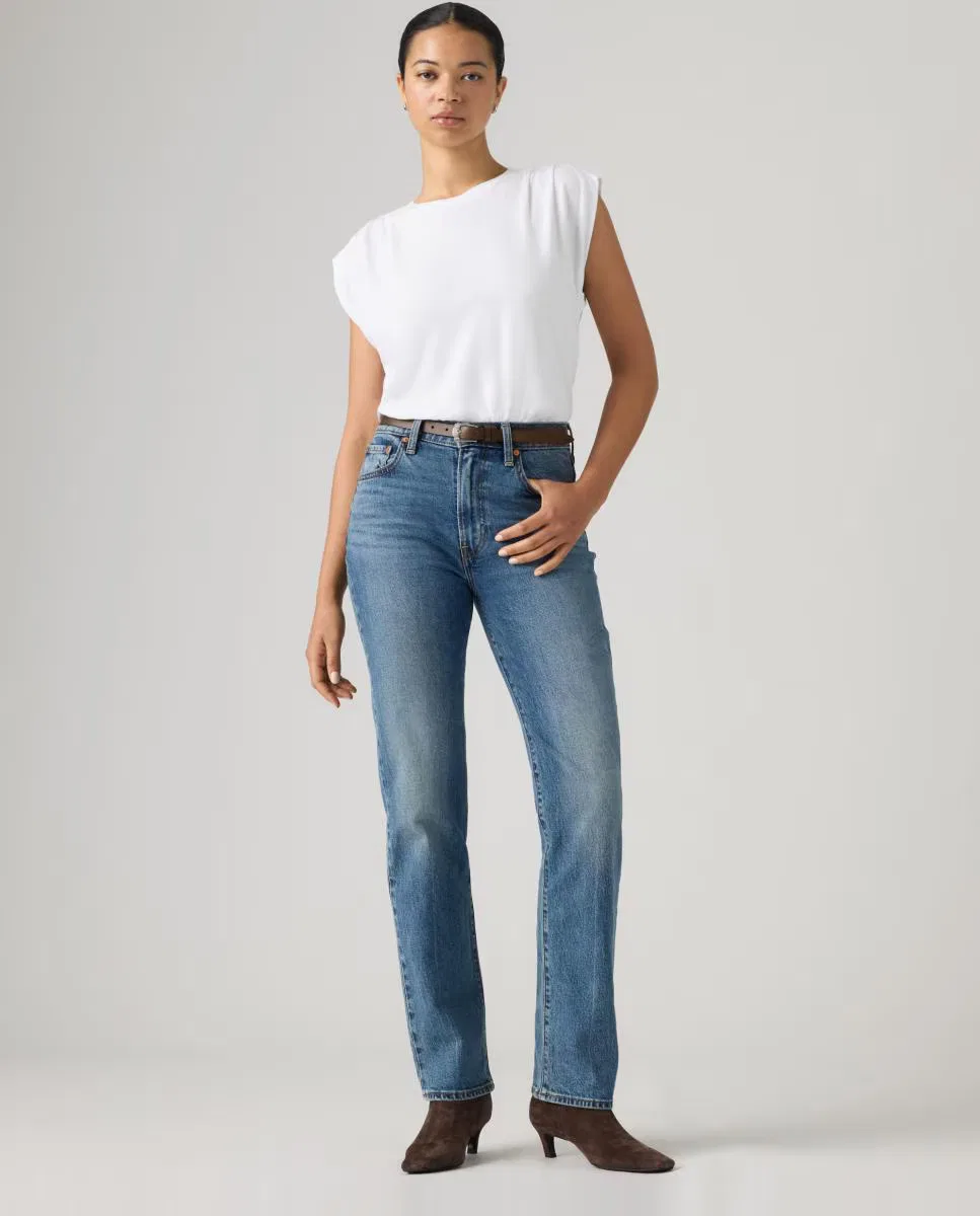 Женское прямые джинсы, Vaquero Recto Ribcage Slim Tiro Alto, Levi's, синий — фото 4