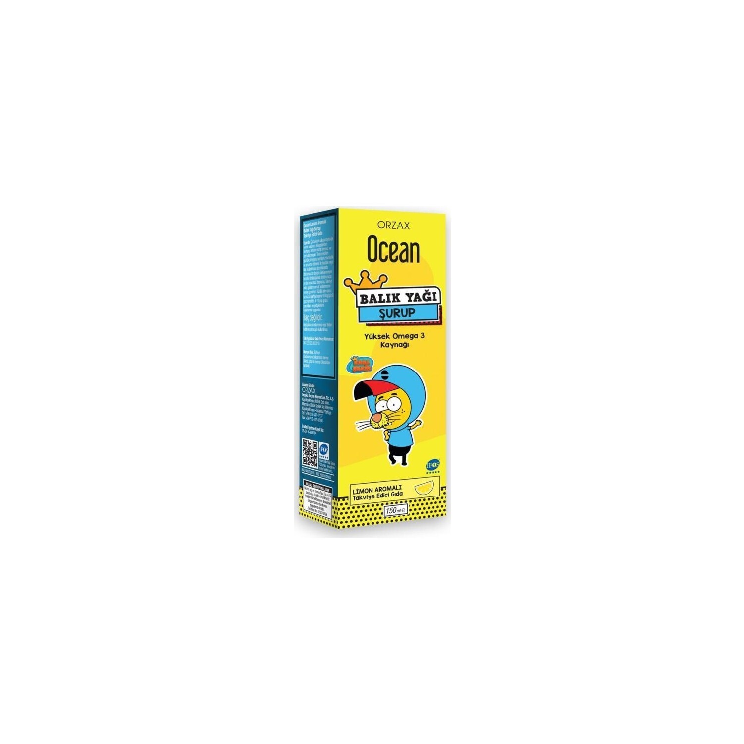 

Сироп с рыбьим жиром Orzax со вкусом лимона, 150 мл