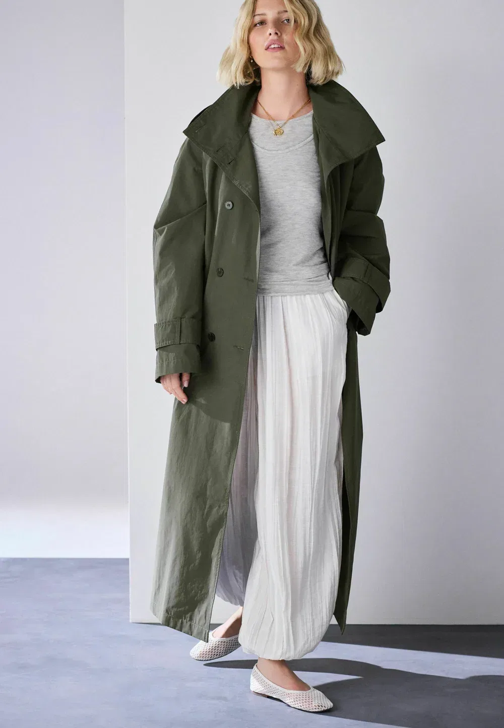 Тренчкот-Воронка Next, Khaki Green — фото 2