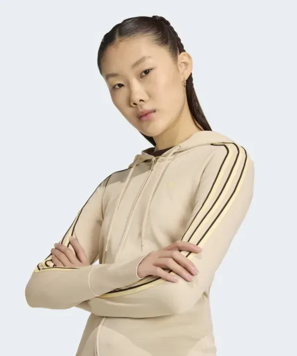 Худи на молнии с трилистником, Adidas, каменный хаки — фото 3
