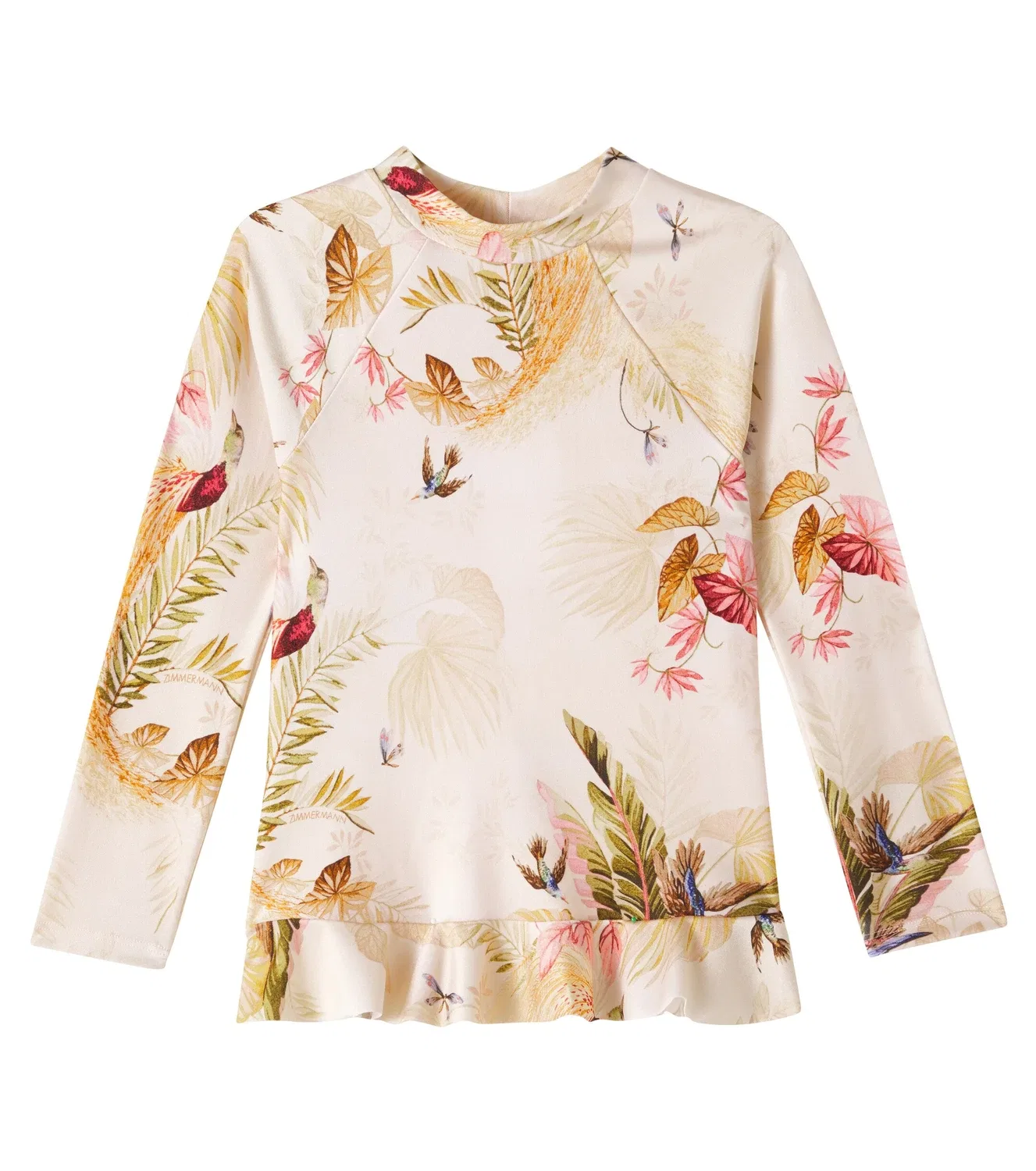 Топ-рашгард с оборками Zimmermann Kids, Cream Palm Floral