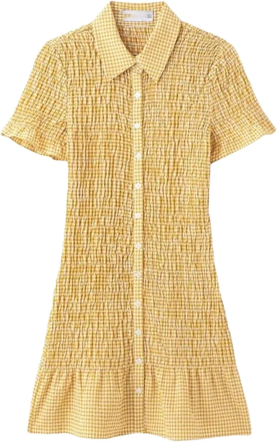 Женское летнее платье с плиссировкой, Yellow