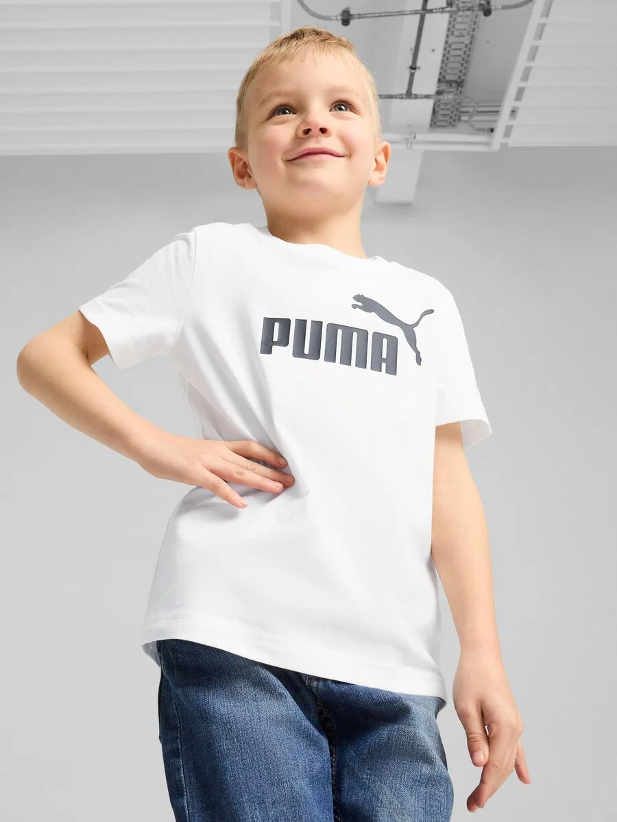 Футболка PUMA 'ESS No. 1' белого цвета — фото 3