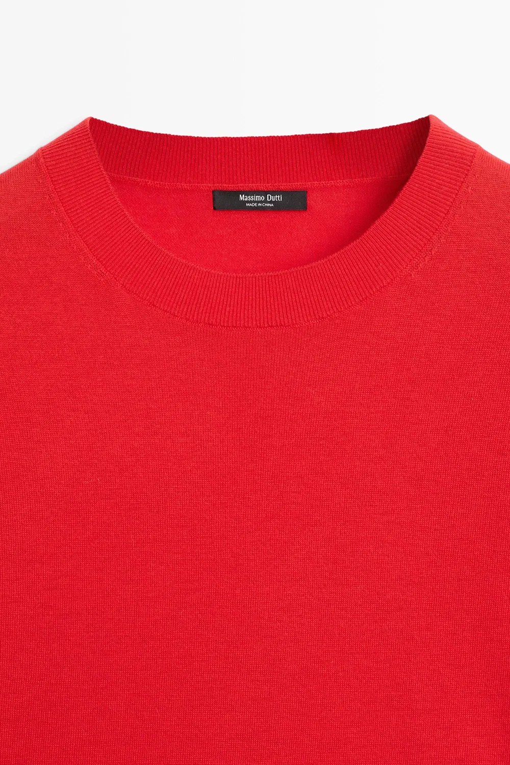 Свитер Massimo Dutti, вязаный, с круглым вырезом, красный — фото 4