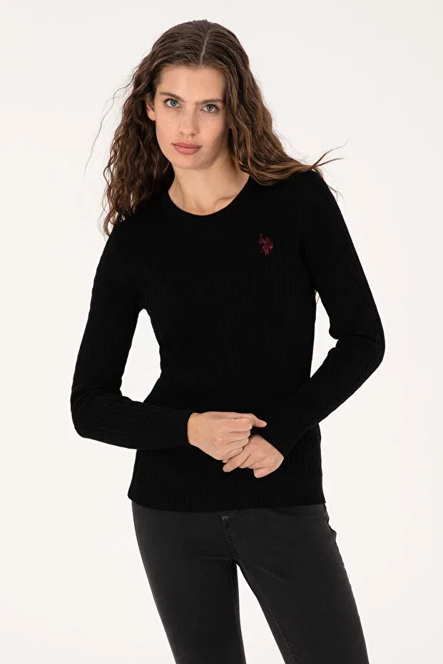 Женский базовый свитер с длинным рукавом U.S. Polo Assn., Black — фото 3