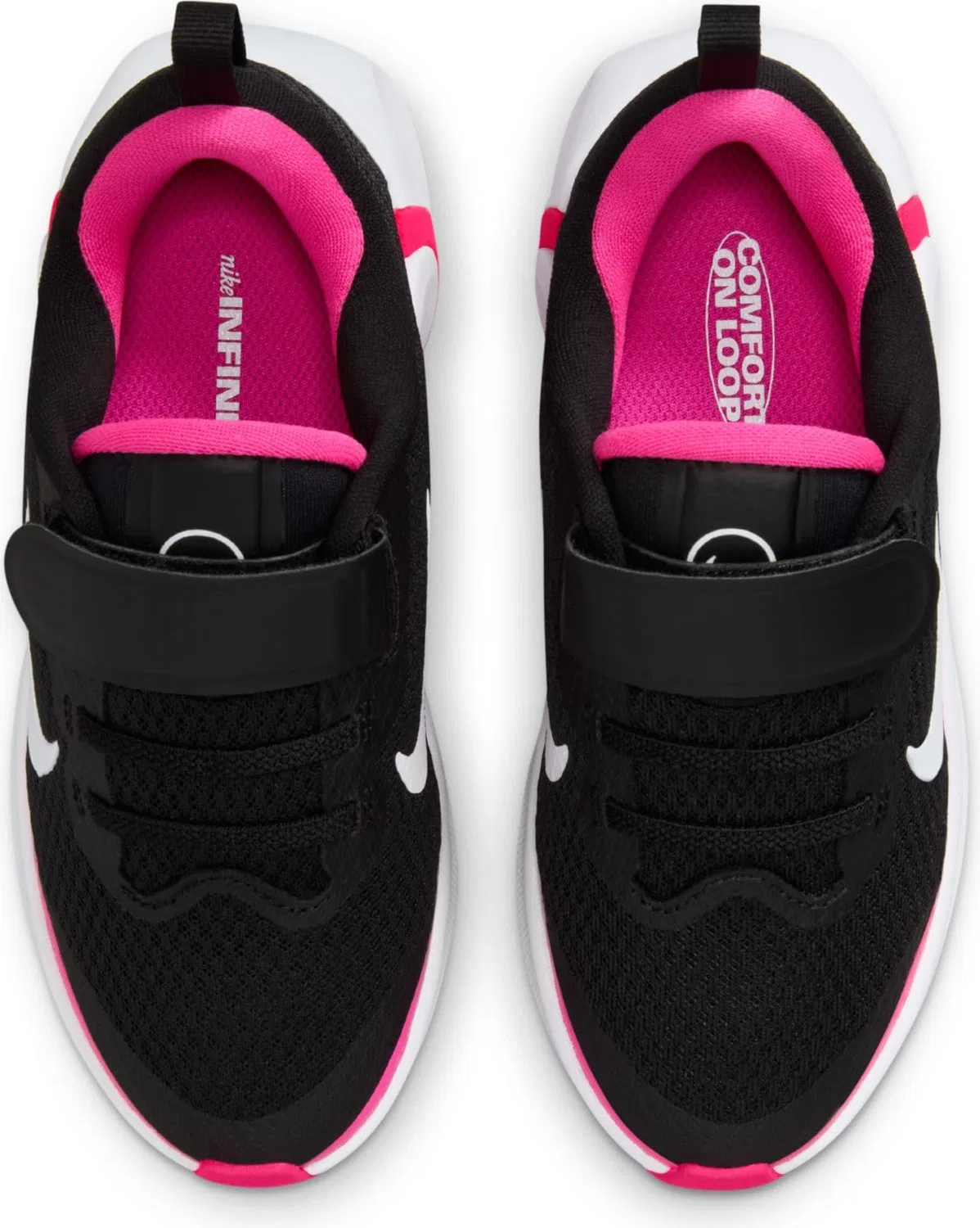 Детские кроссовки для мальчиков с амортизацией Infinity Flow (PS) NIKE, Black White Laser Fuchsia — фото 4