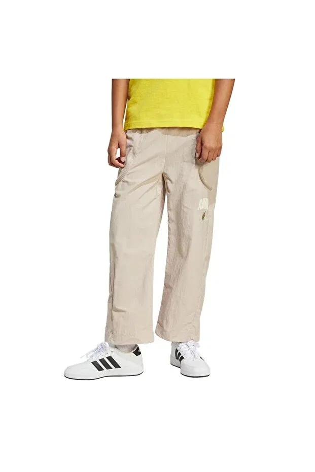 Детские спортивные штаны для девочек с принтом Adidas, Beige — фото 2