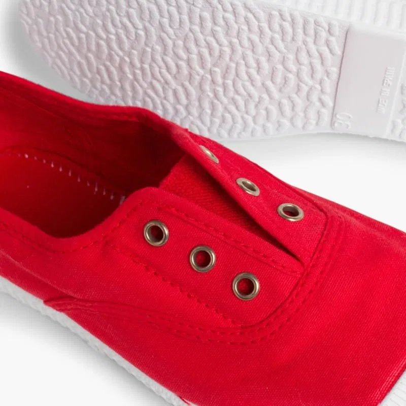 Детские кеды без шнурков с принтом Pisamonas No-lace Rubber Toe Canvas Shoes Pisamonas, Red — фото 2