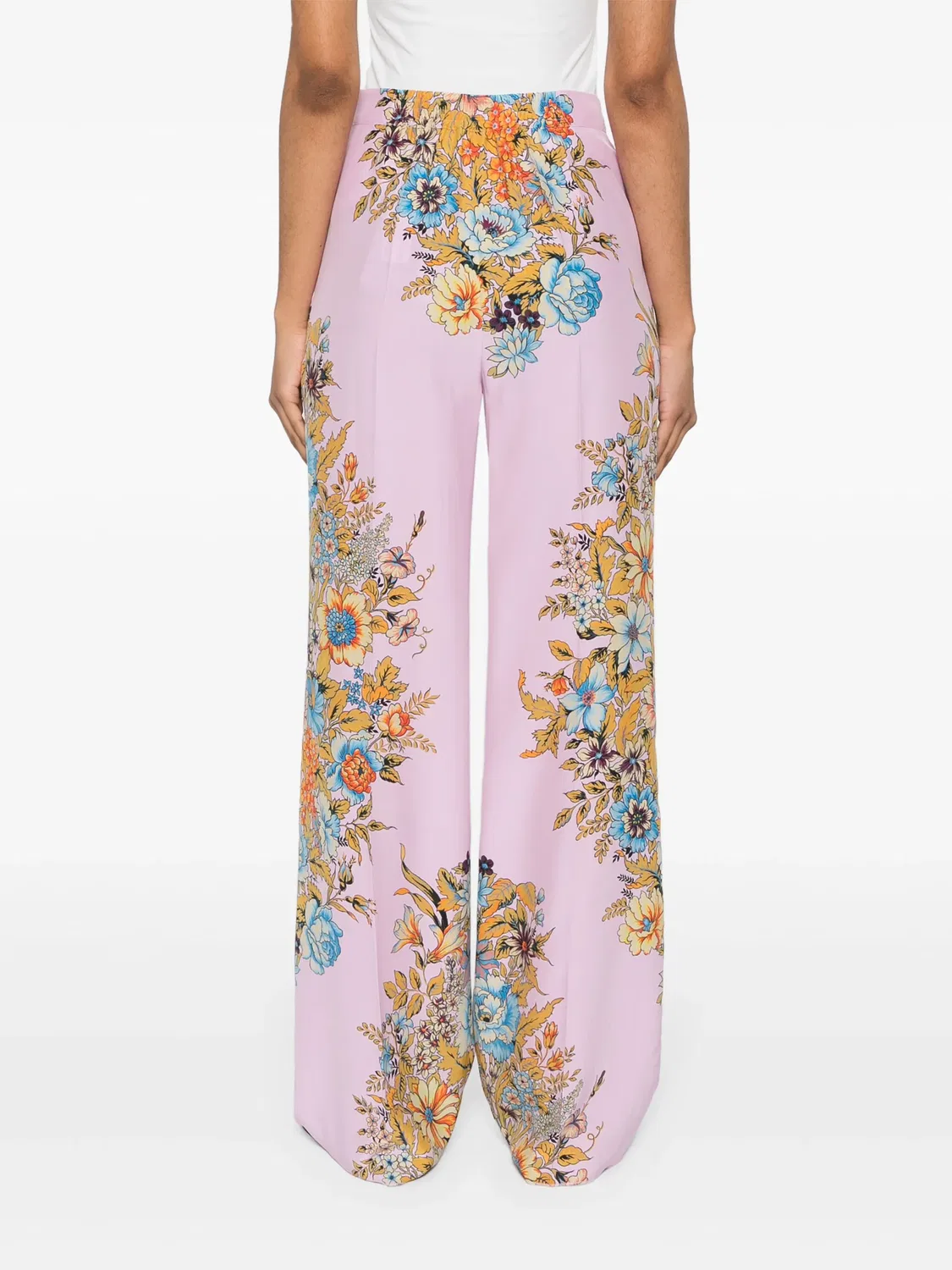 ETRO Прямые шелковые брюки, розовый — фото 4