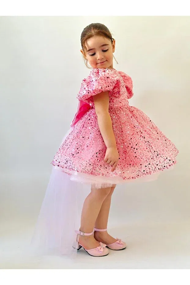 Детское платье для девочек с принтом Vintage Baby Girl Dress Hly Karol Tasarım, Pink — фото 3