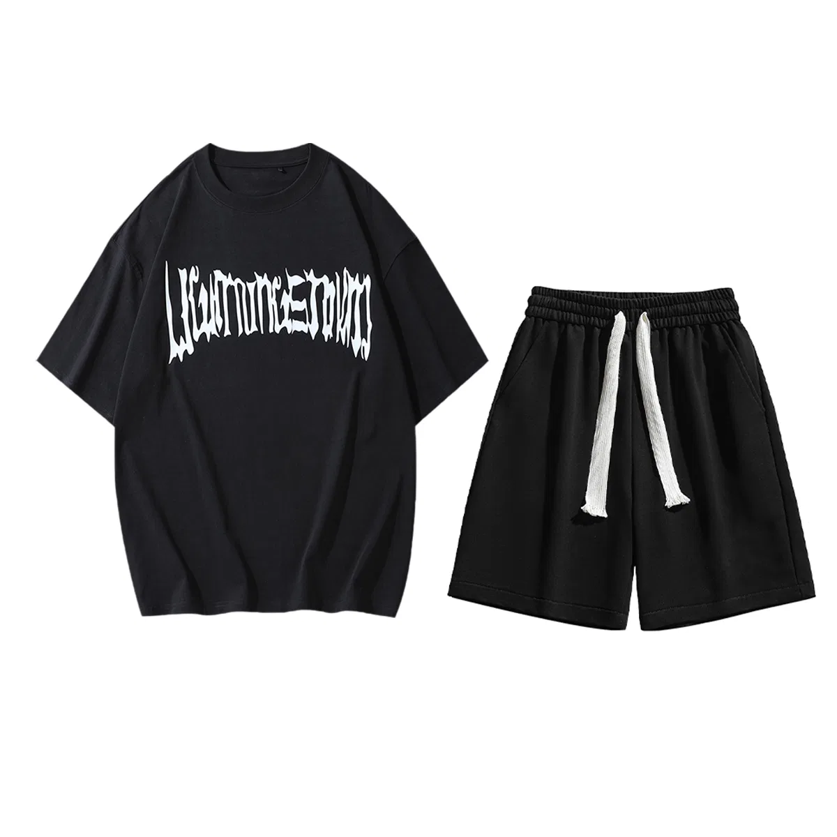 Детский комплект из футболки и шорт с тиснением Lightning X Storm, Black/Dark Gray — фото 3