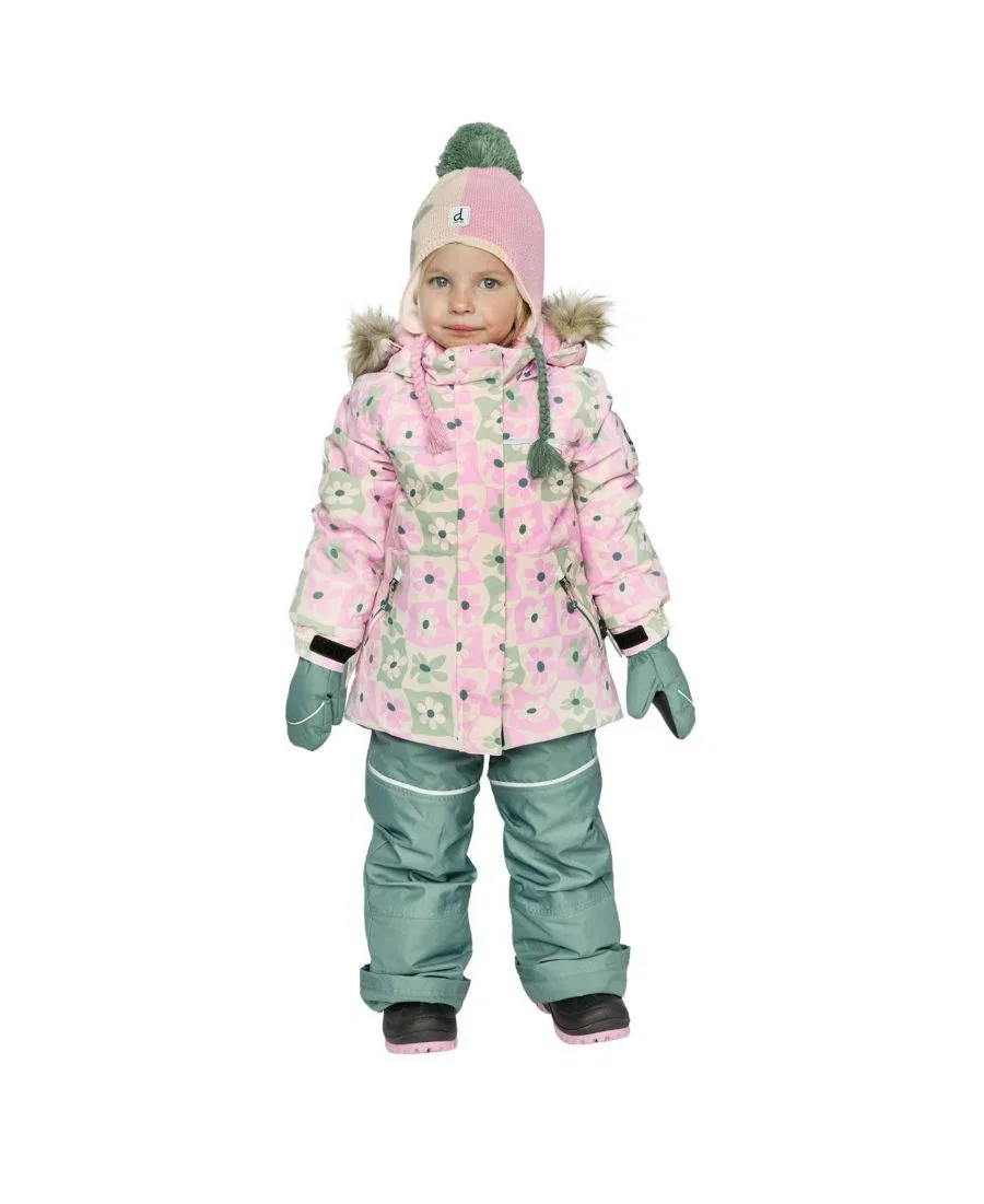 Детский комплект из куртки и снежных штанов DISCOVER Deux par Deux, White With Retro Pink Print — фото 2