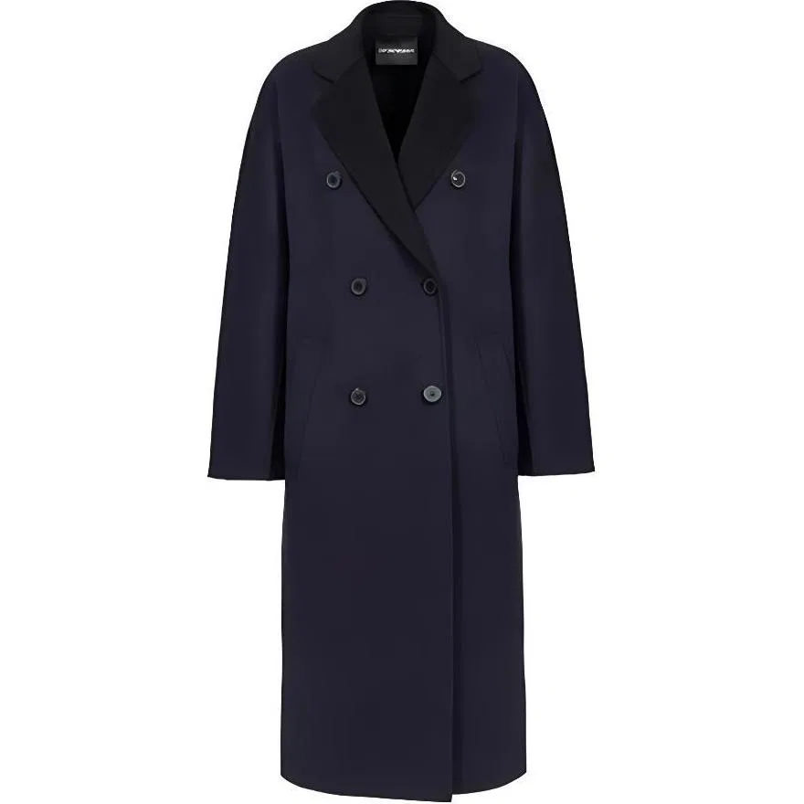 Женское пальто с воротником-пиджаком Emporio Armani, Navy Blue