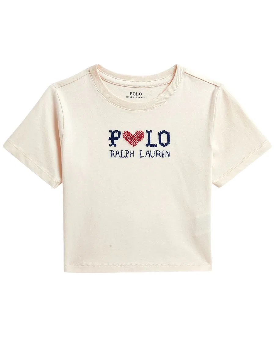 Детская футболка с вышивкой Polo Ralph Lauren, Estate Cream