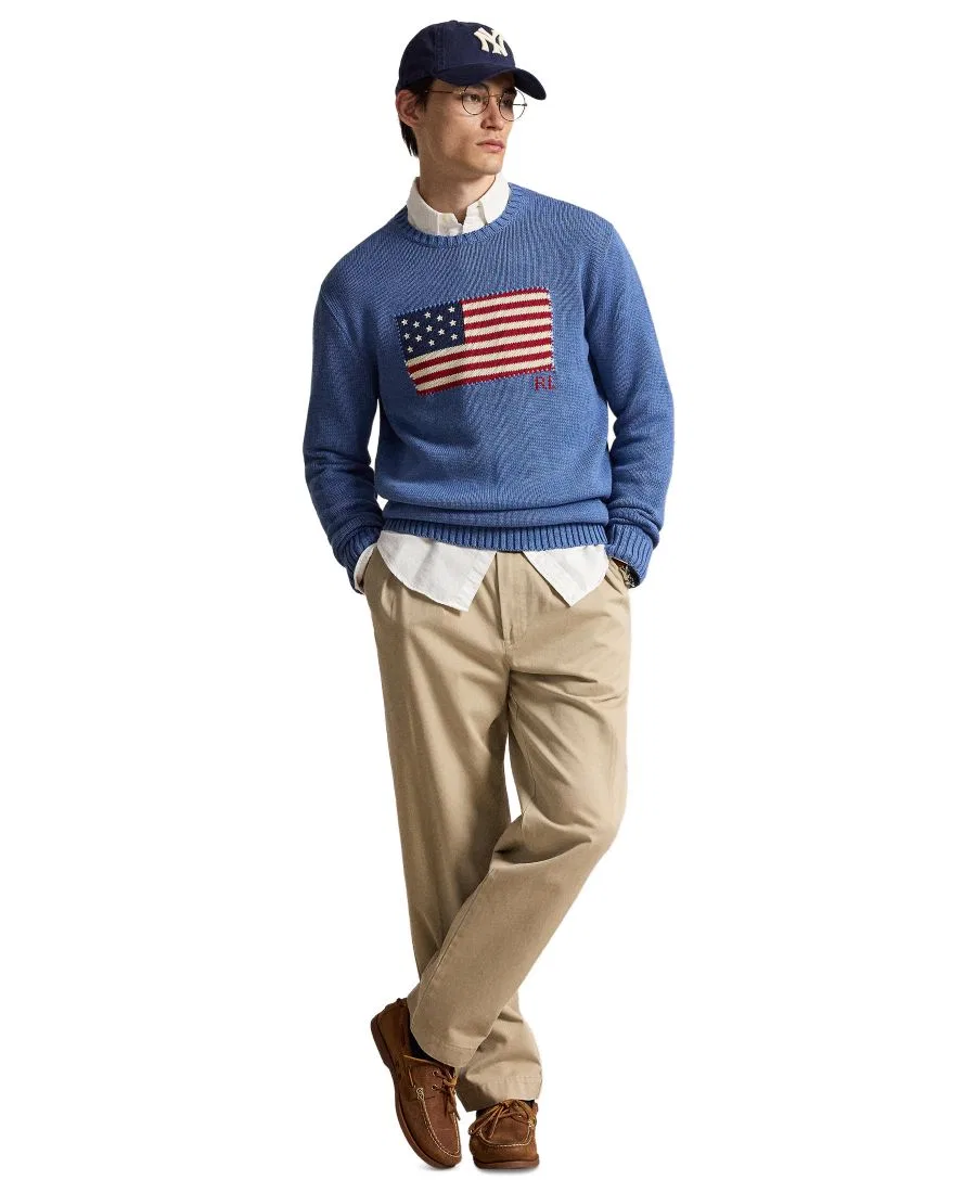 Свитер с круглым вырезом The Iconic Flag Crewneck Polo Ralph Lauren, Blue Borage Heather — фото 2