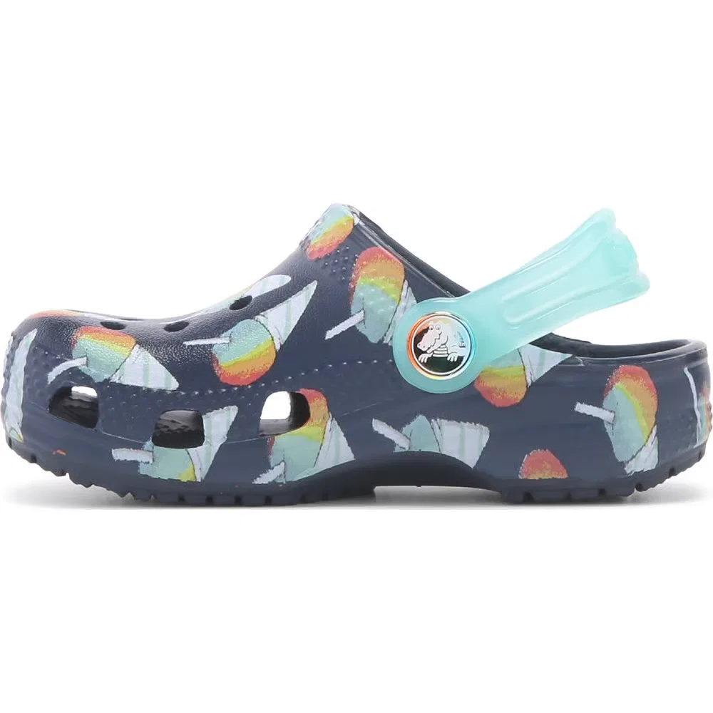 Детские классические сабо с графическим рисунком для малышей Crocs, Navy Sno Cones — фото 3