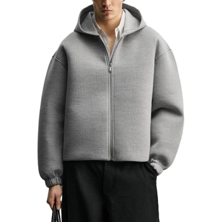 Мужская толстовка с капюшоном Light Gray ZARA, Светло-серый — фото 4