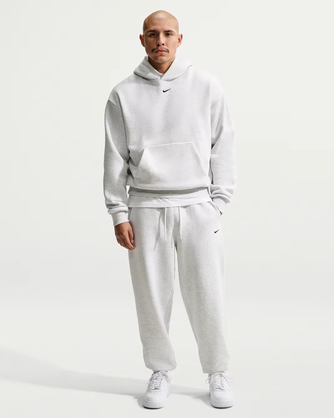 Мужская толстовка с капюшоном Nike Solo Fleece, Birch Heather/Black — фото 4