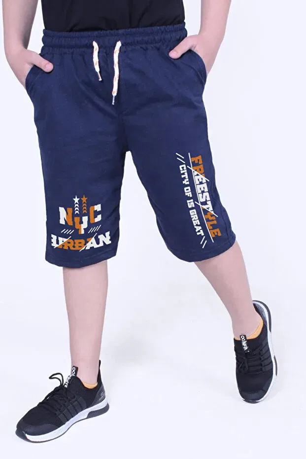 Детские шорты для мальчиков с принтом Nyc Printed Ya Ko Kids, Navy Blue — фото 2