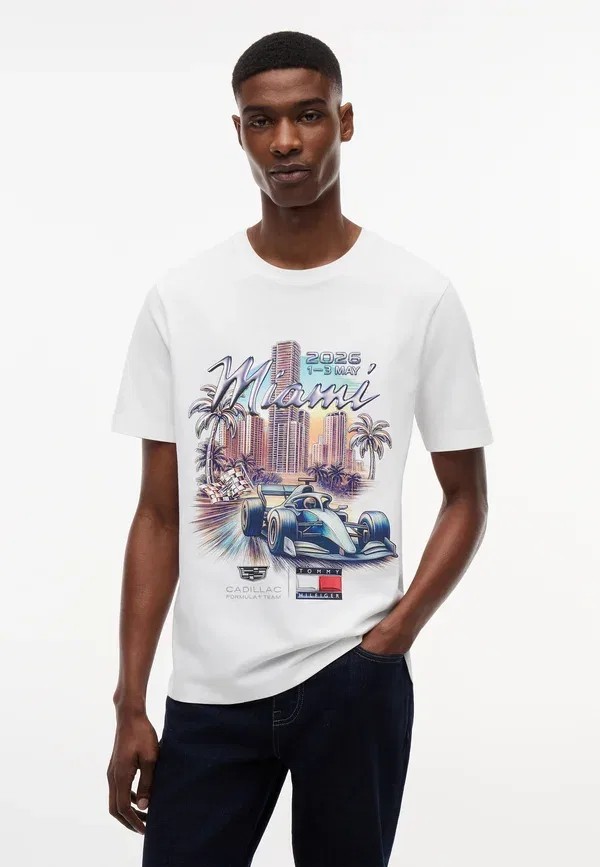Футболка хлопковая Th x Cadillac Formula 1 Team Miami Graphic Tee Unisex Tommy Hilfiger, White, белый — фото 2
