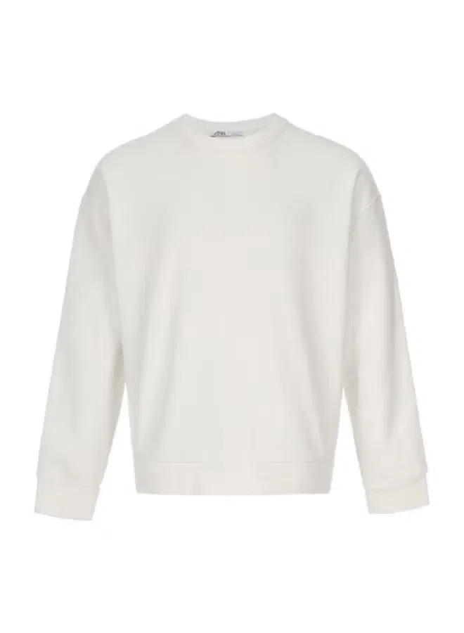 Свитшот с длинным рукавом на флисе Zara, белый