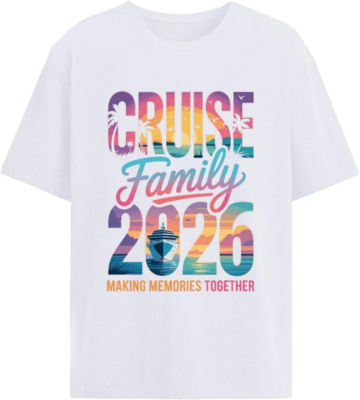 Мужская футболка с графическим принтом Cruise Family Crew 2026, White
