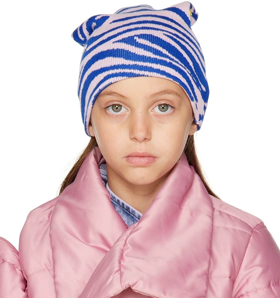 

Детская голубо-розовая шапка Zebra Beanie M’A Kids
