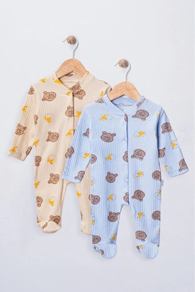 Детский комплект боди-комбинезонов с принтом Basics Enia Baby, Beige