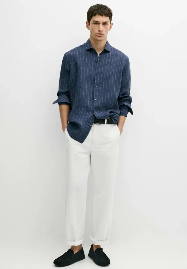 Рубашка с полосками Shirt Massimo Dutti, mottled dark blue, темно-синий — фото 2