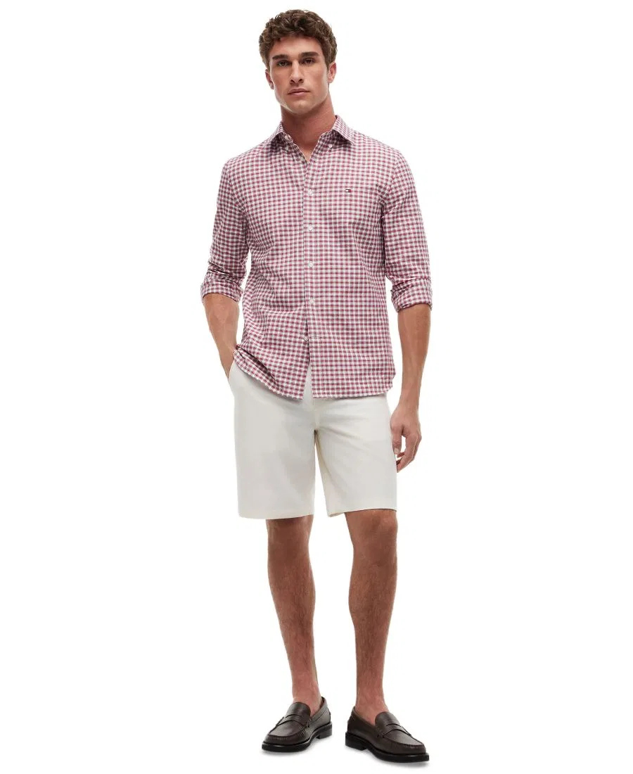 Рубашка с оксфордским плетением и мелкой клеткой, с длинным рукавом Tommy Hilfiger, Medium Red/Check — фото 2