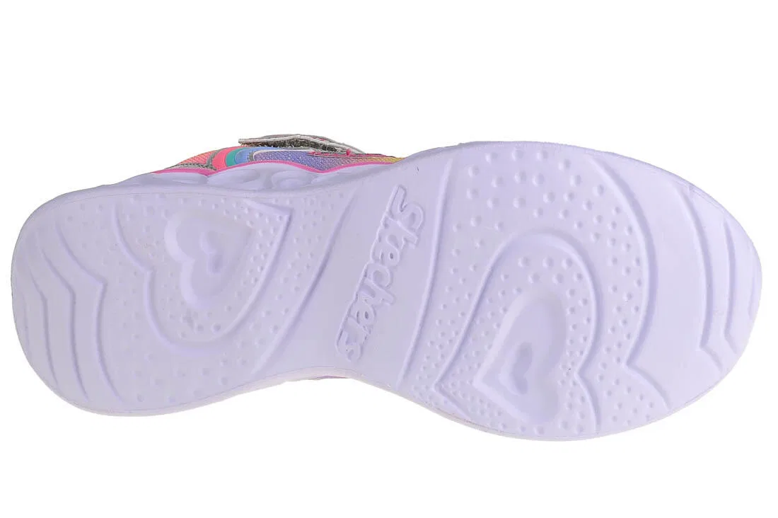 Детские кроссовки для девочек с подсветкой Heart Lights-Rainbow Lux Skechers, Grau Rosa Hellblau — фото 4