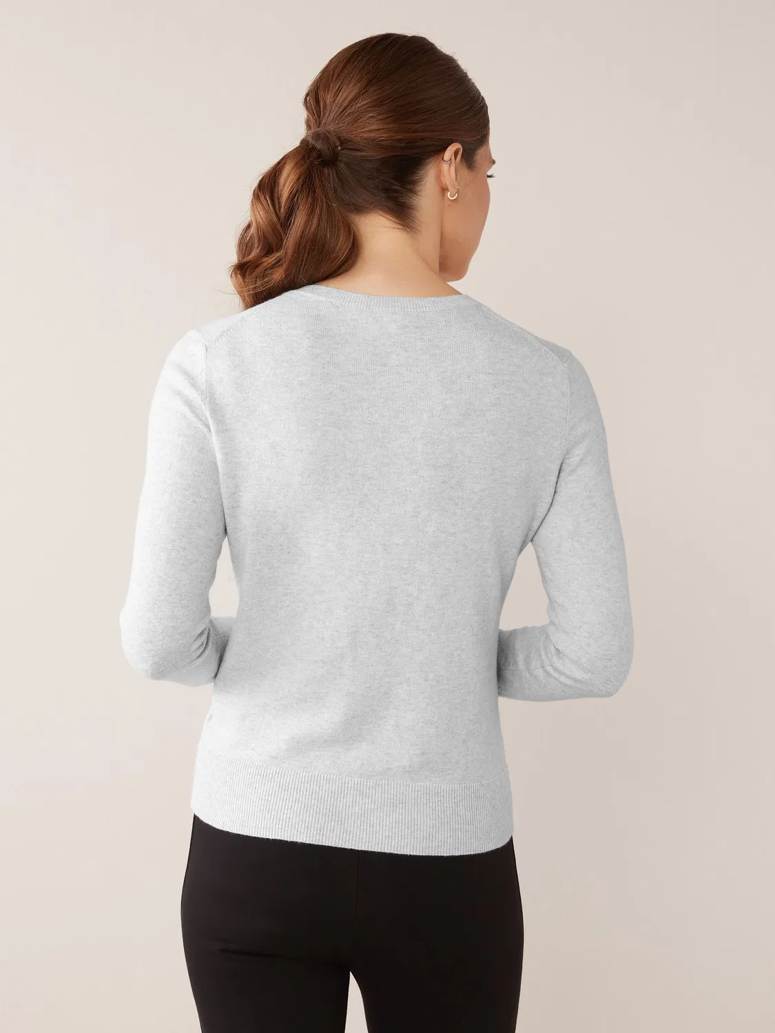 Кардиган хлопковый, модель Crew Neck Cardigan Gap, серый — фото 2