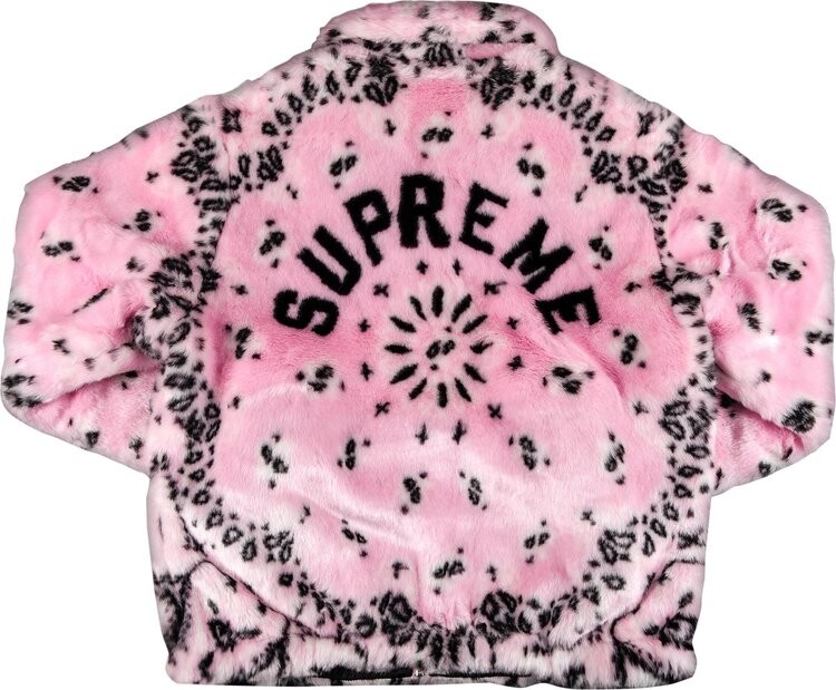 Куртка Supreme Bandana Faux Fur Bomber Jacket 'Pink', розовый — фото 3